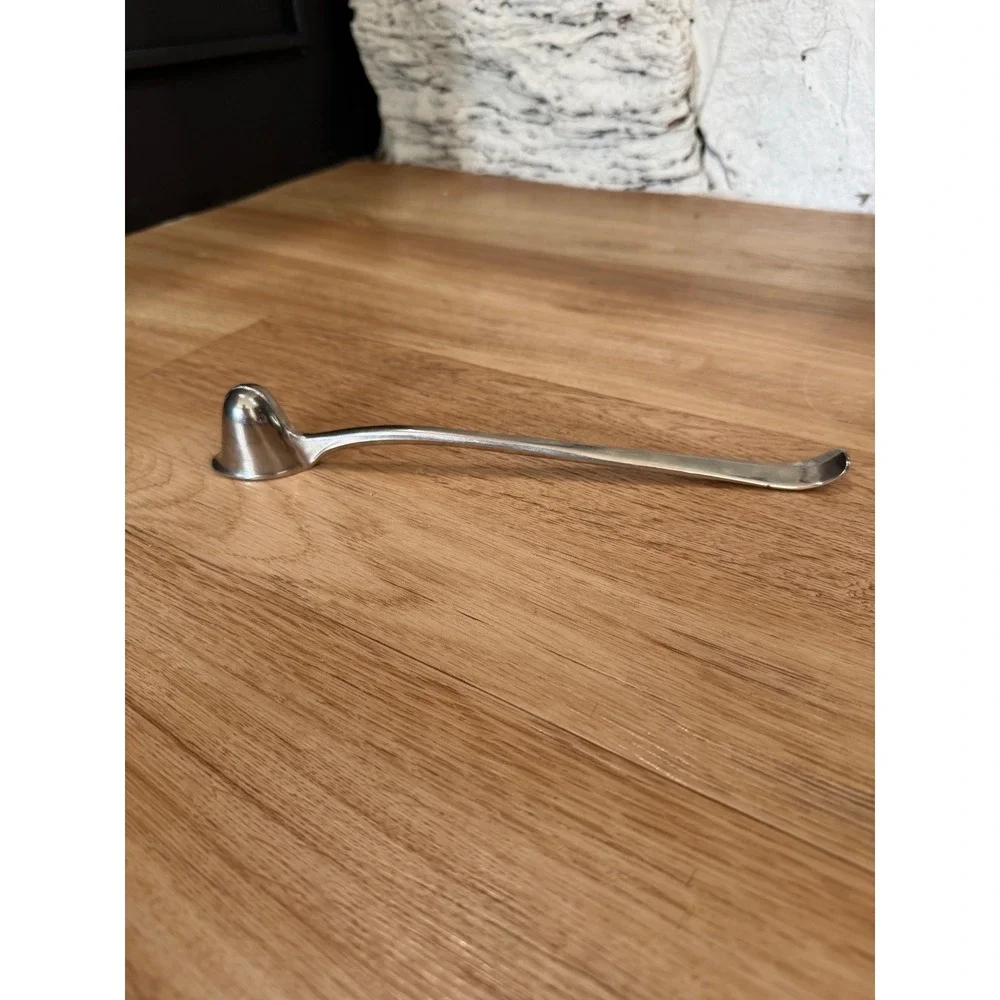 Vintage Silver Tone Metal Candle Snuffer Bell Extinguisher Long Curved Handle 9